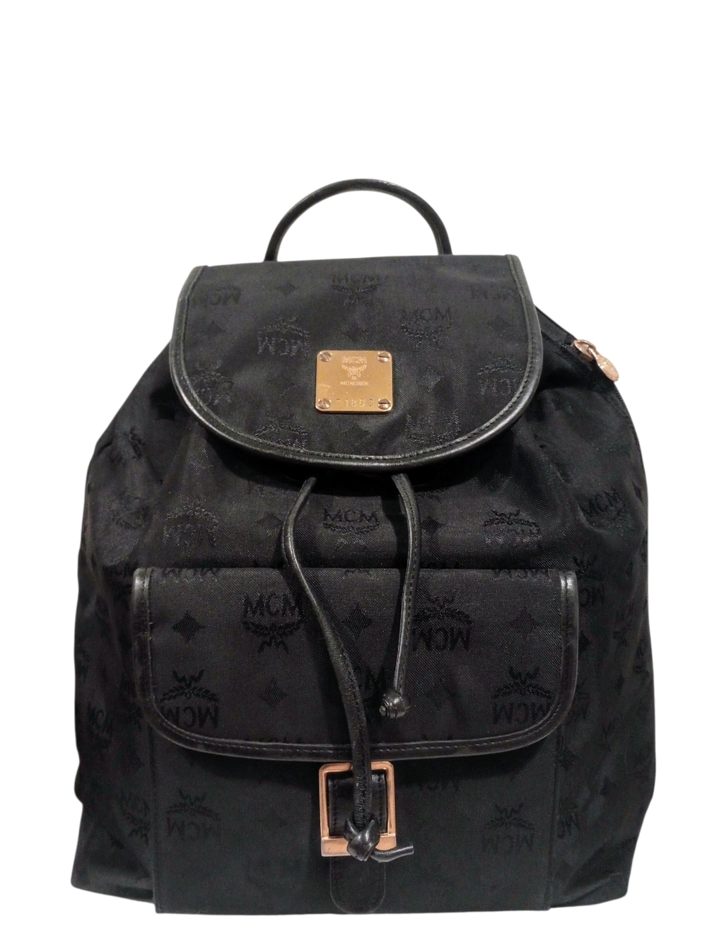 MCM Black Visetos Nylon Drawstring Backpack - Picture 9 of 16